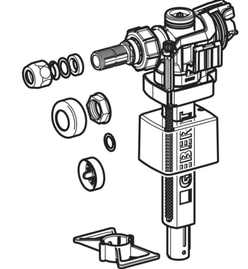 Geberit GE Typ 383 Füllventil, WA seitlich 3/8", Nippel aus Messing | 240700005
