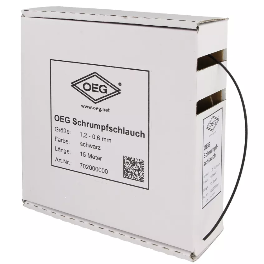 OEG Schrumpfschlauch schwarz 15 m aus Polyolefin 1,2 - 0,6 mm | 702000000