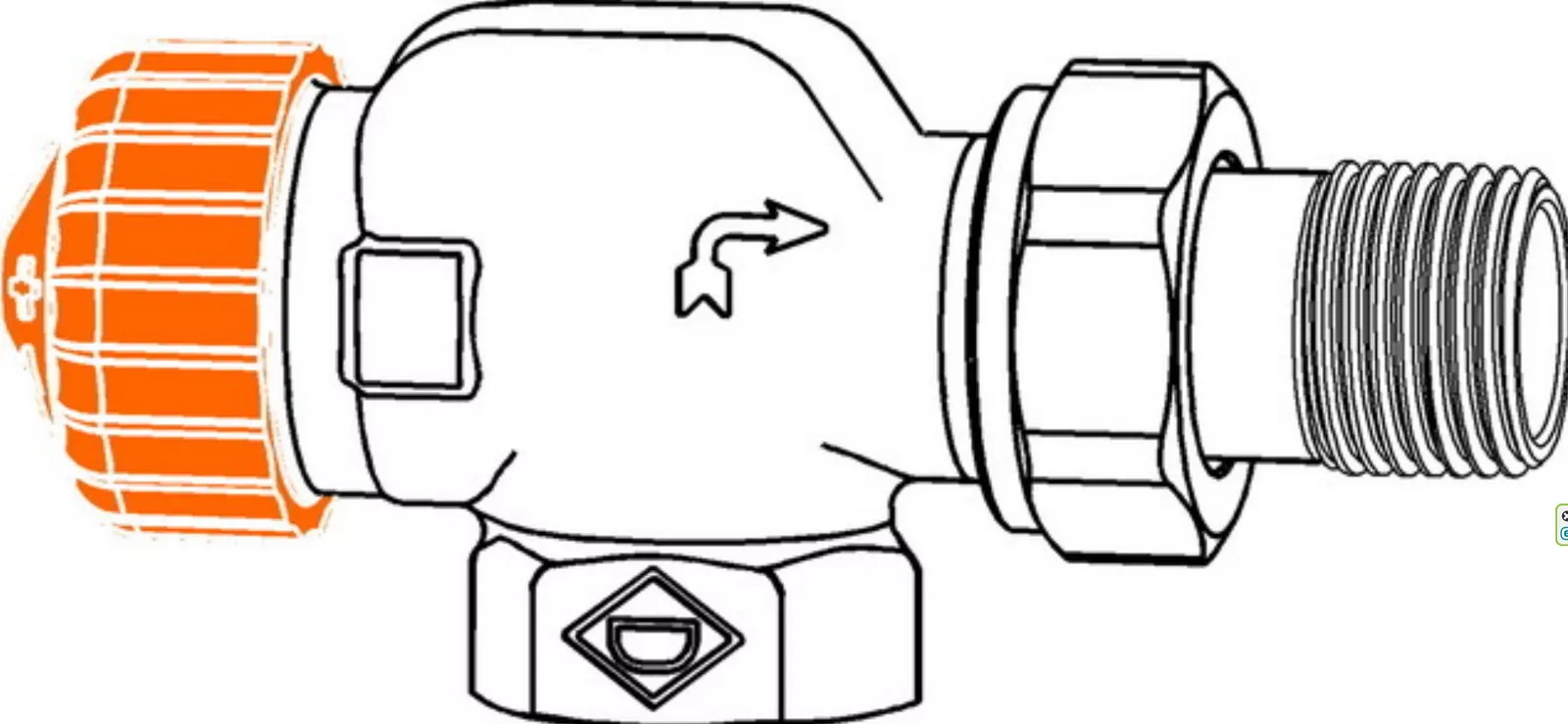Heimeier Ventilunterteil Eclipse DN10 Axial vernickelt | HTVEC10A