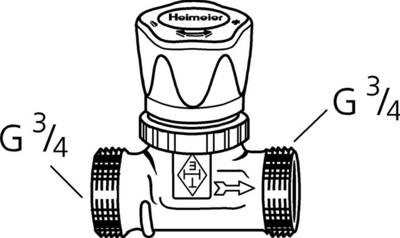 Heimeier Vorlauf-Regulierventil G3/4" AG f.Verschraubungen mit Handregulierkappe | HVV15