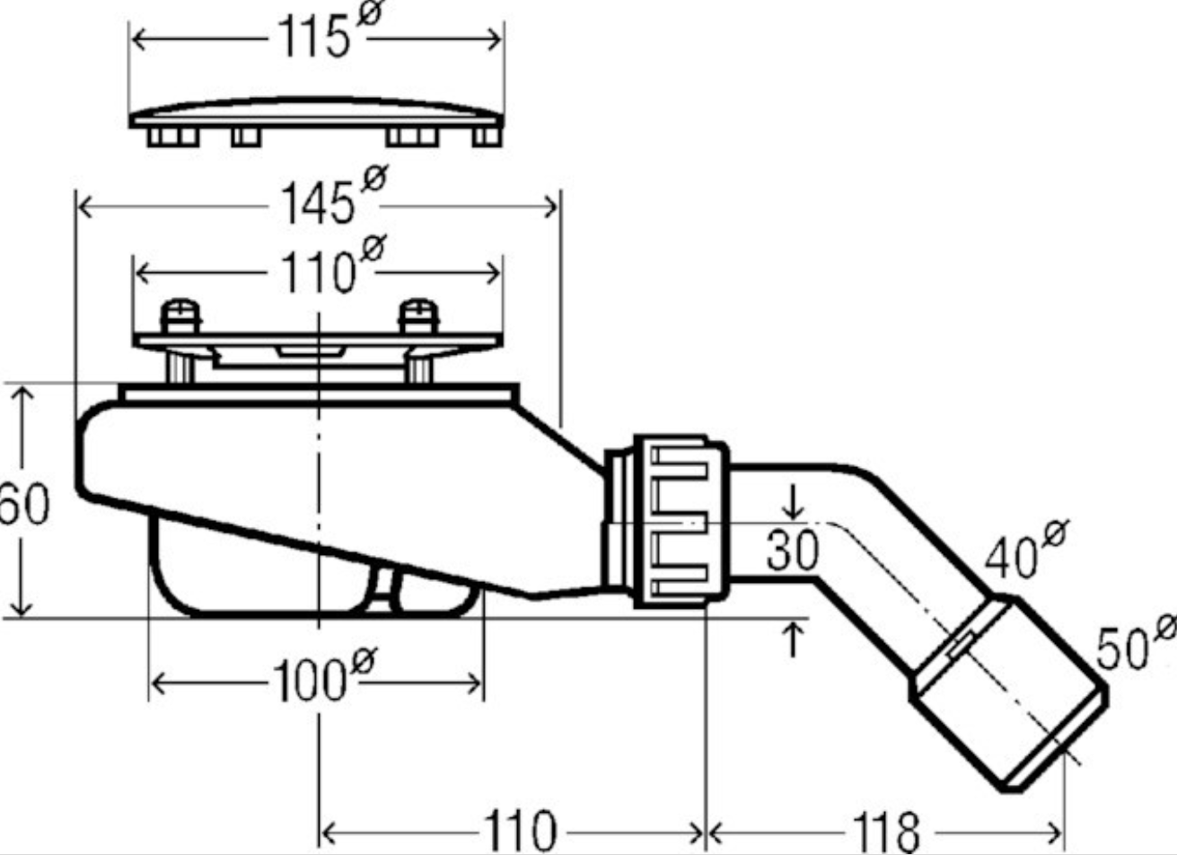 Viega Ablauf Funktionseinheit Tempoplex 60mm mit Abdeckhaube, Ablauf 45 Grad | 634100