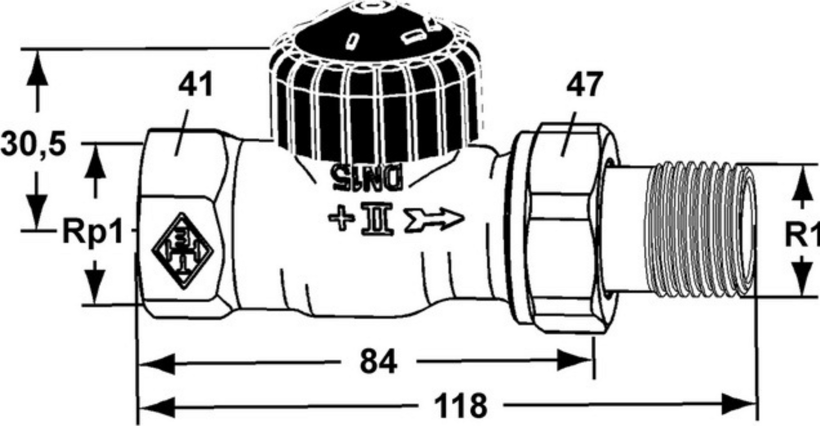 Heimeier Thermostat Ventilunterteil DN25 | 2202-04-000