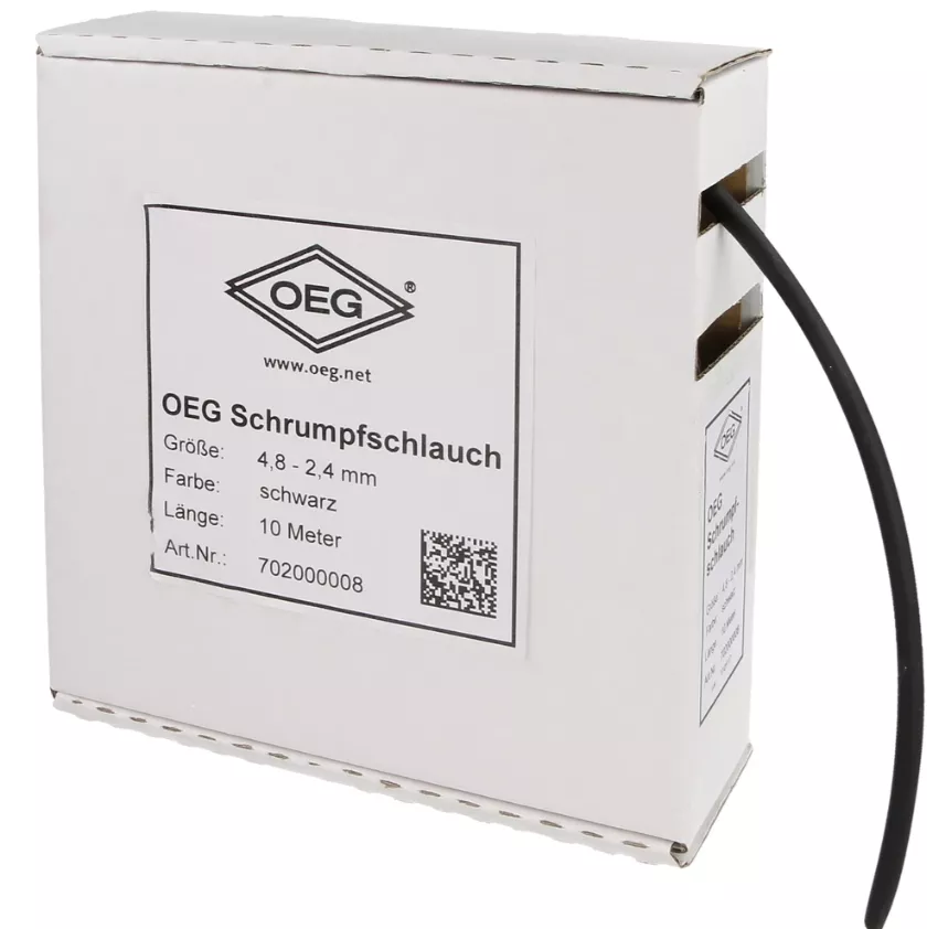 OEG Schrumpfschlauch schwarz 10 m aus Polyolefin 4,8 - 2,4 mm | 702000008