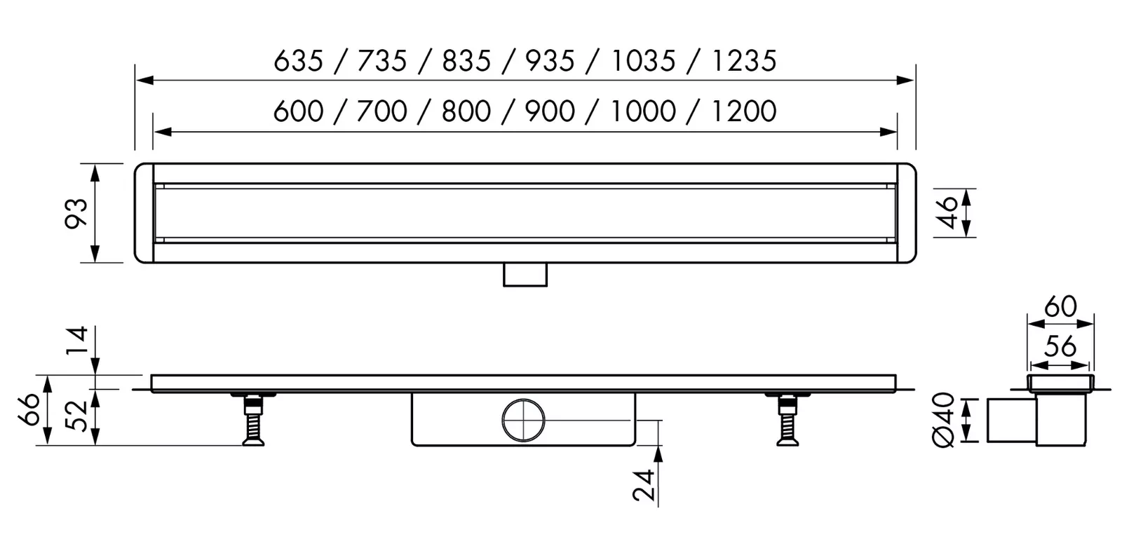 VIGOUR Designrinne 100 cm superflach – Edelstahl gebürstet | V3GKSF100