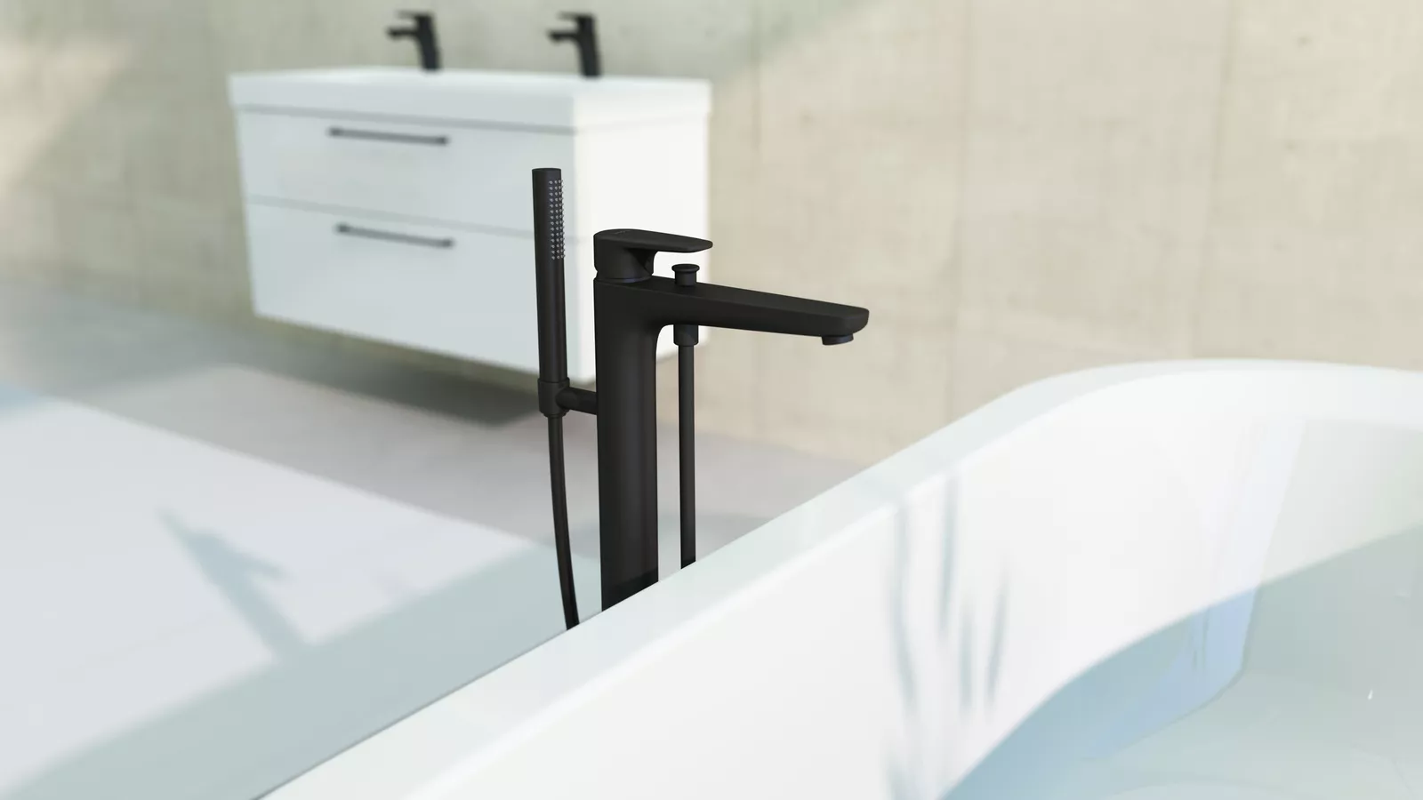 VIGOUR Einhand-Standarmatur Wanne derby style f. UP-Körper DEUPWS schwarz matt | DESFSTWSM