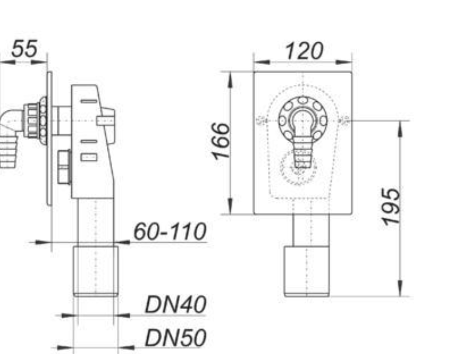 Dallmer Wandeinbau-Waschgeräte-Siphon DN 40/50 HL 400 | 130402