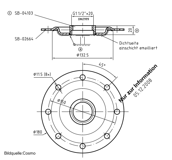 COSMO Flansch E DN 110 1 1/2"IG mit Dichtung für Einbau E-Heizung | CCEFE110
