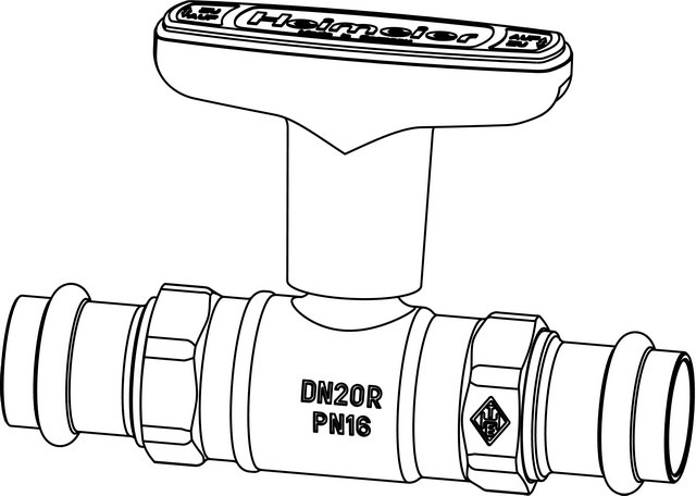 Heimeier Trinkw.-Kugelhahn Globo D DN 15 15 x 15mm Rotguss m.Viega-Pressanschluss | GLOBODP15
