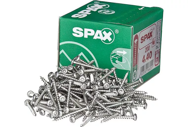 SPAX Halbrundkopfschrauben WIROX® + Vorteilspaket WS  Vollgewinde ø 4,0 x 40 mm, 2000 Stück + gratis WS BOX