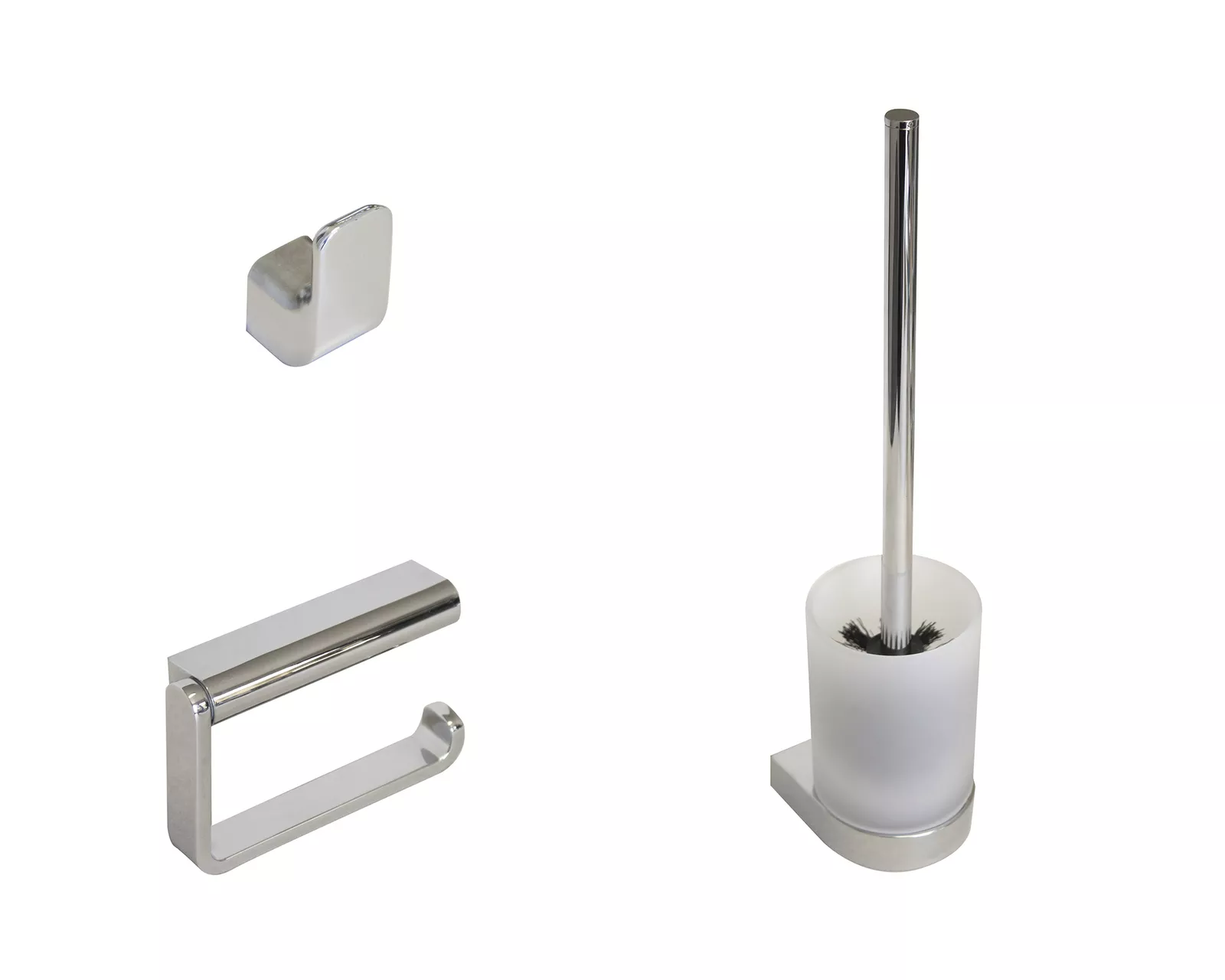 VIGOUR WC Set derby V3 mit Papierh. o. Deckel Bürstengarnitur Haken verchromt | V3DEWCSET