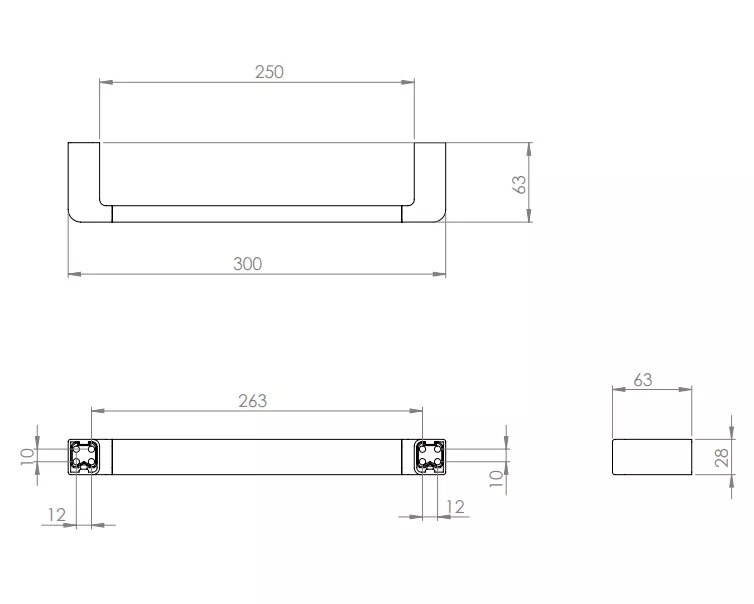 VIGOUR Wannengriff derby V3 300 mm verchromt | V3DEWG