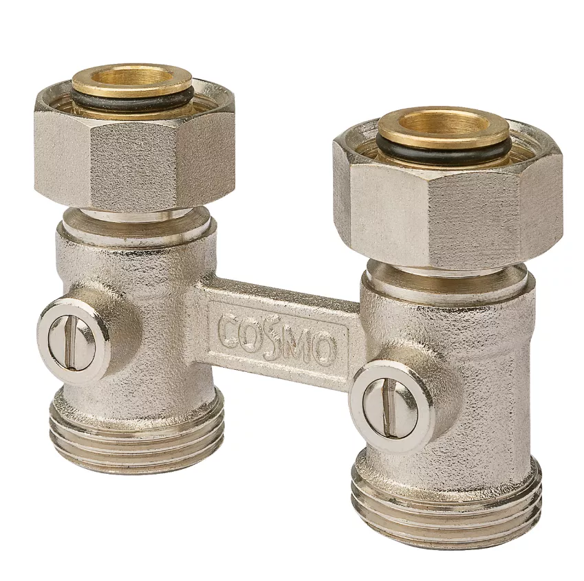 COSMO Zweirohr-Hahnblock 3/4" AG Konus lose DN 20 Durchgang 10 bar 50mm | ZHDM
