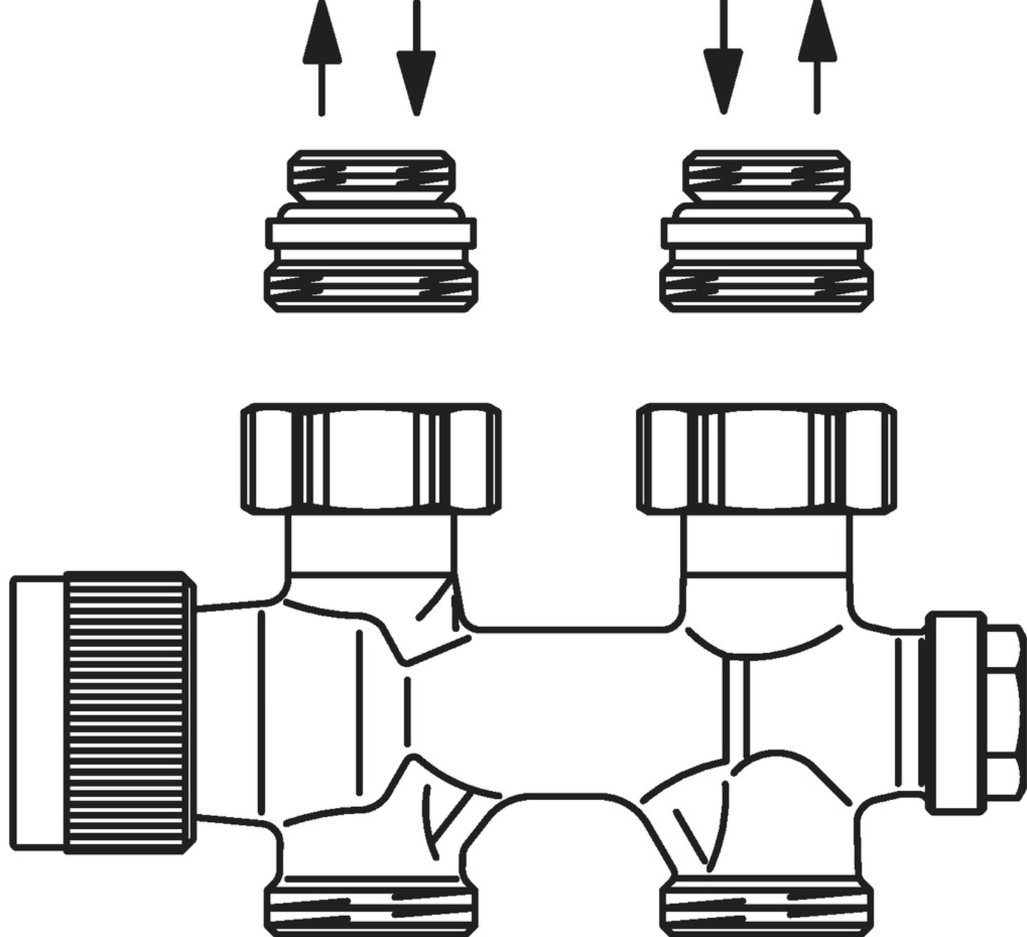 Oventrop Anschlussarmatur Multiblock TU Ein-Zweirohr Anschluss AG 1/2" Durchgang | 1184033