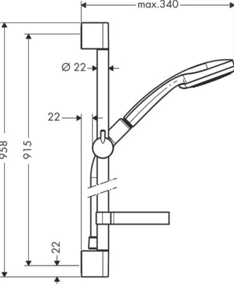 Hansgrohe Brause-Set Croma 100 Vario 900 mm, 4 Strahlarten Ø 100 mm chrom | 27771000