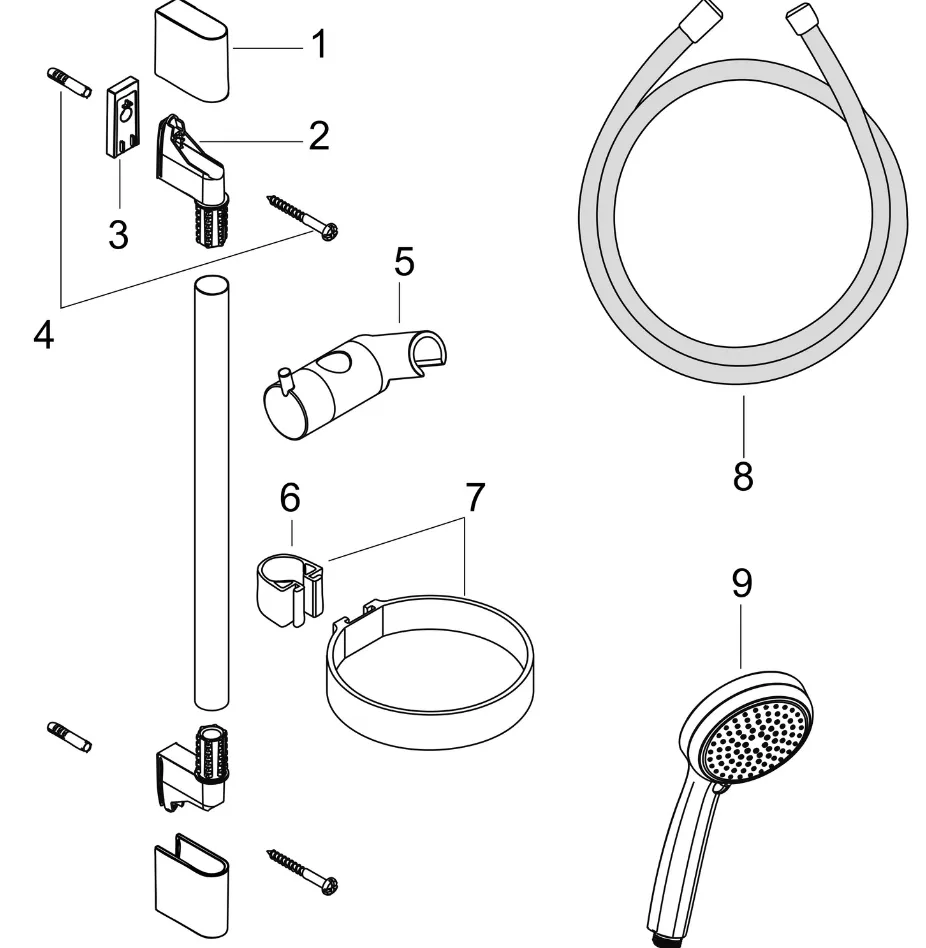 Hansgrohe Brause-Set Croma 100 Vario 900 mm, 4 Strahlarten Ø 100 mm chrom | 27771000