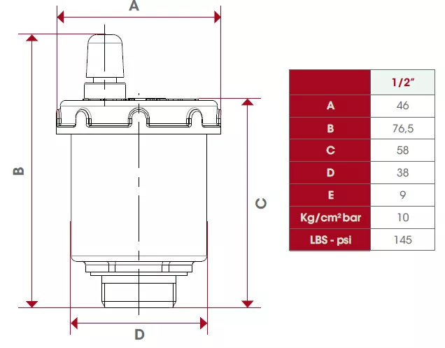 Schnellentlüfter 1/2" AG breite Bauweise 10 bar vernickelt