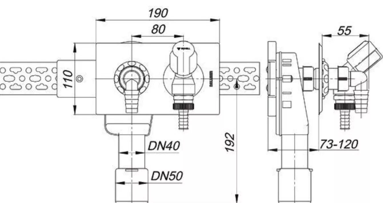 Dallmer Wandeinbau-Waschgeräte-Siphon DN 40/50 m Wasserversorgung | 130600