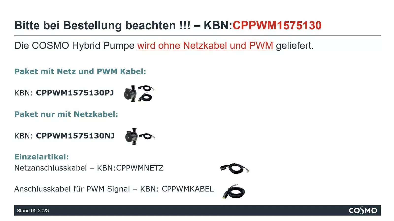 COSMO Hybridpumpe CP-HY 15-75/130 BL | Heizung & Solar | PWM | CPPWM1575130