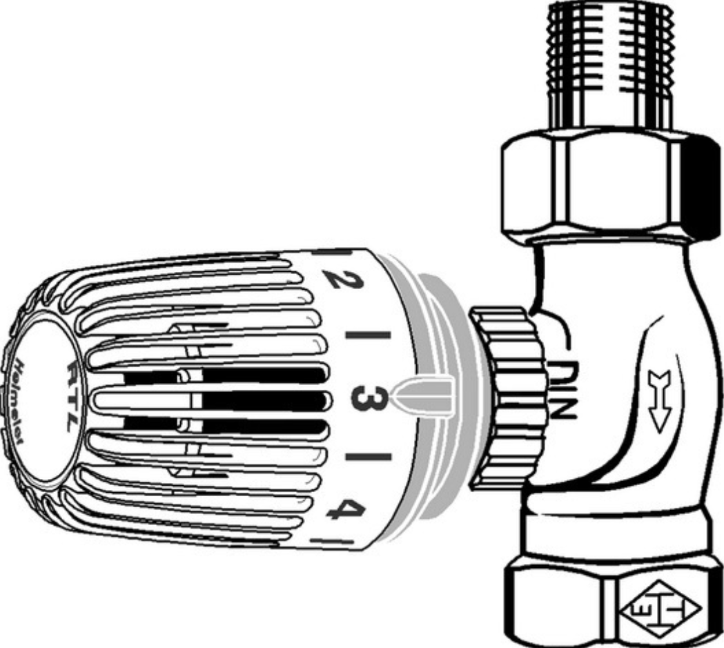 Heimeier Rücklauftemperaturbegrenzer 1/2" AG x 1/2" IG Durchgang | HRTBD15