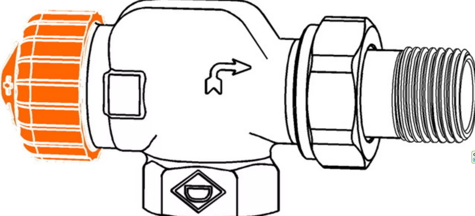 Heimeier Ventilunterteil Eclipse DN15 Axial vernickelt | HTVEC15A