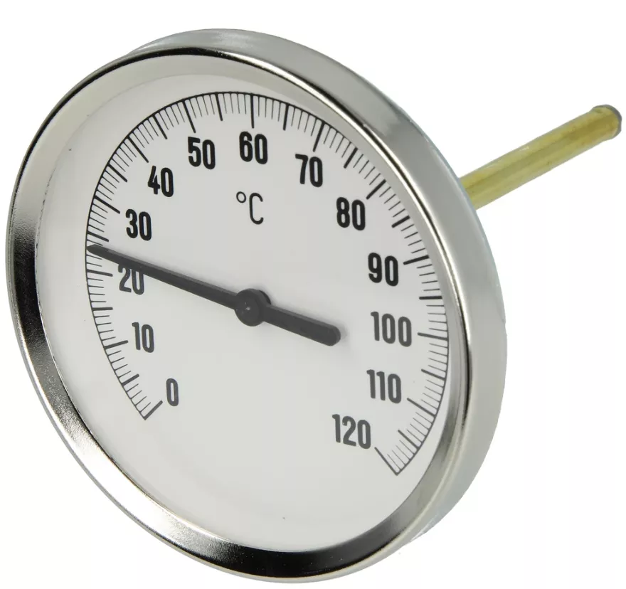 OEG Thermometer Ø 80 mm Bimetall 0 - 120 °C mit Tauchhülse