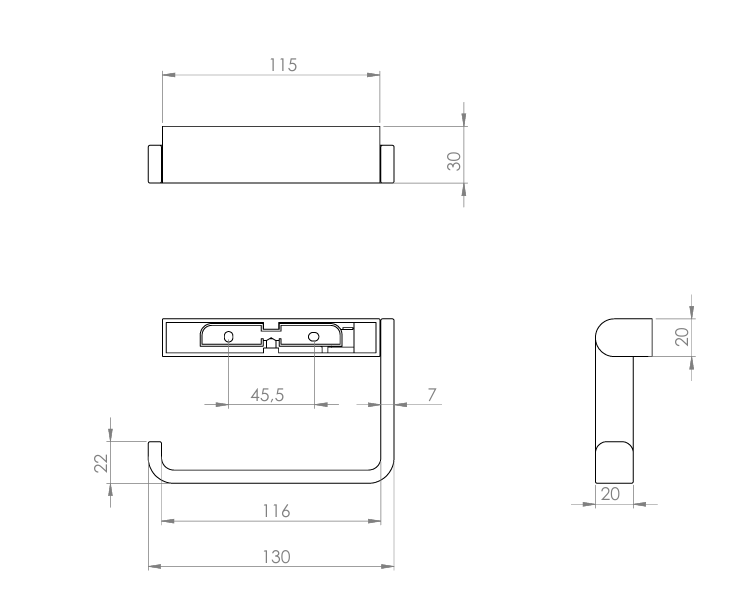 VIGOUR Papierhalter derby V3 ohne Deckel verchromt  | V3DEPHO