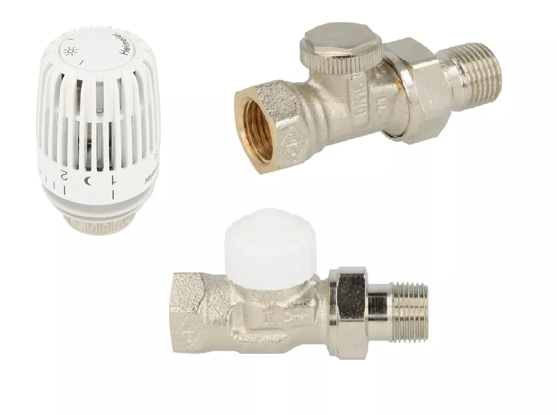 Heimeier Set Thermostatventil,Thermostatkopf,Rücklaufverschraubung DN15 Durchgang