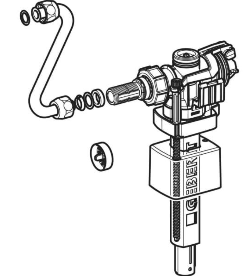 GEBERIT Typ 383 Füllventil, WA seitlich 3/8", Nippel aus Messing, für UP-SPK | 240705005