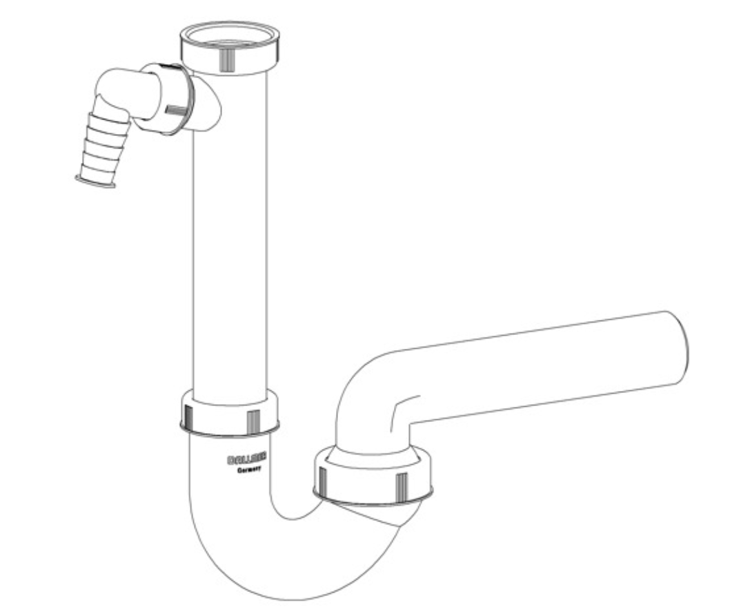 Dallmer Siphon 100/1 f.Spüle  1 1/2"x DN 40 mit Waschgeräteanschluss | 020215