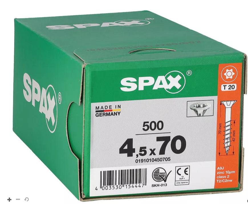 SPAX WIROX Senkkopfschraube Teilgewinde T - STAR Plus ø 4,5 x 70 mm, VPE 500 Stück | 4003530154447