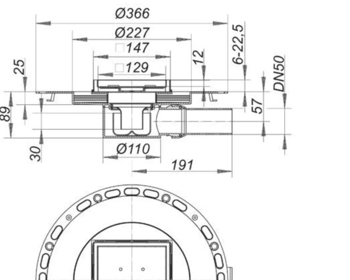DALLMER Bodenablauf TistoStone Plan VC 15, DN 50, 150 x 150 mm | 516220