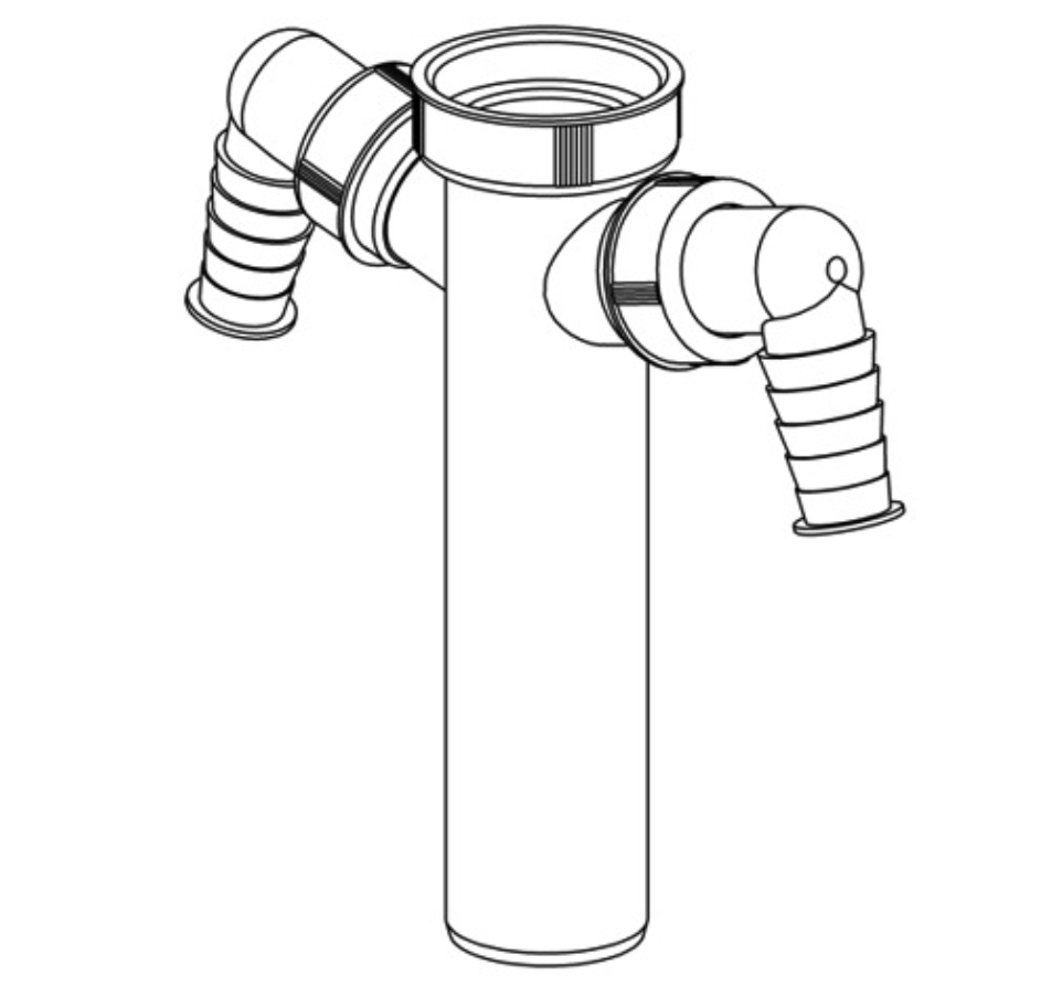 Dallmer Ablaufrohr 1 1/2"xDN 40 m.2 Schlauchtüllen m.überwurfmutter | 080219