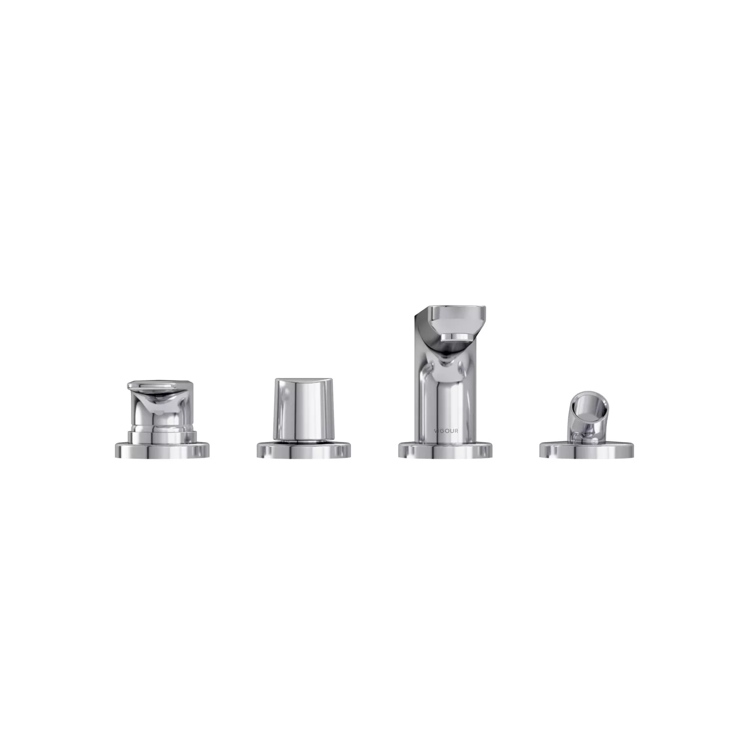 VIGOUR Vierloch-Badebatterie derby V3 style mit Auslauf 220mm ohne Handbrause | DESFL4