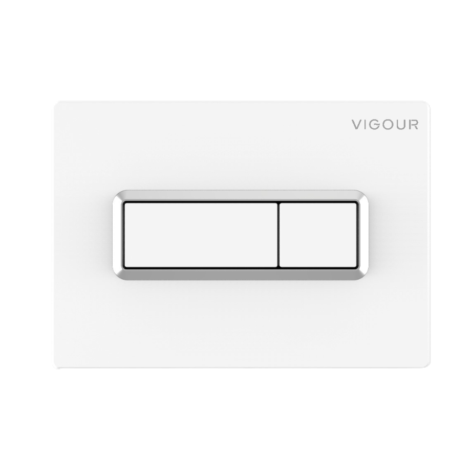 VIGOUR Betätigungsplatte TEES weiss m.Chromrah. f.2-Mengen-Spültechnik | V1TEESWECH
