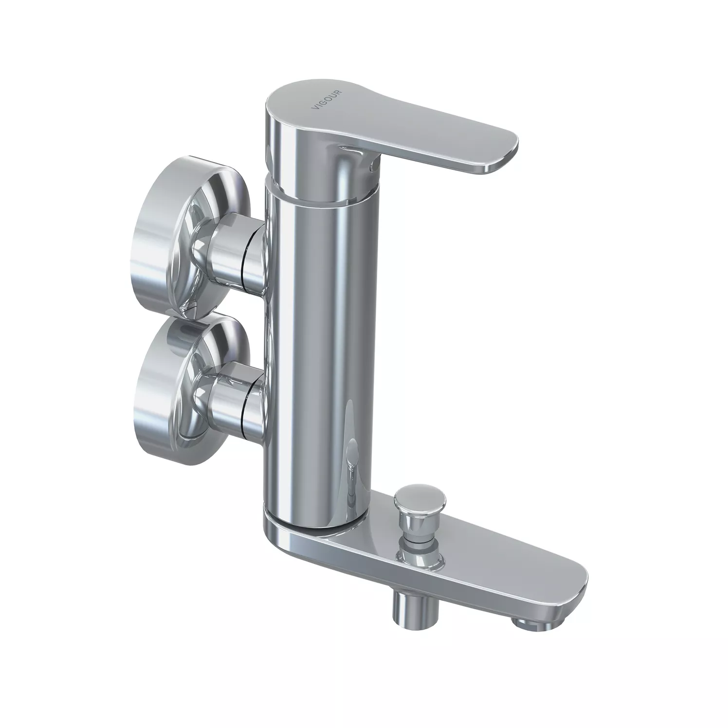 Einhand Aufputz Badebatterie Derby V3 Vertikal von VIGOUR in Verchromt, ohne Brausegarnitur – elegante und moderne Badezimmerarmatur