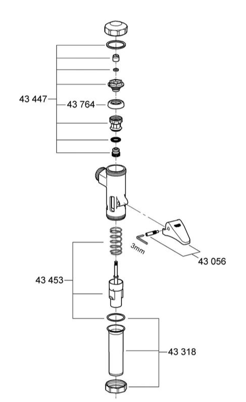 Grohe Hebel komplett f.Druckspüler | 43056000