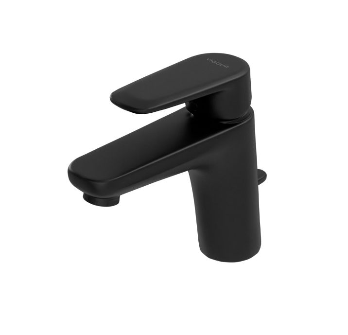 VIGOUR Einhand-Waschtischbatterie derby style mit Ablaufgarnitur schwarz matt | DESSM