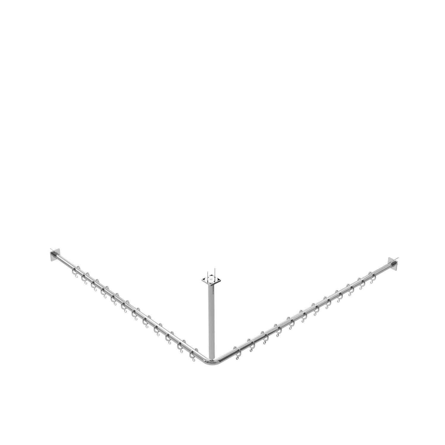 VIGOUR Winkelvorhangstangenset derby V3 plus 1200x1200mm verchr.m.Ring./Stütze | DEPVSW120