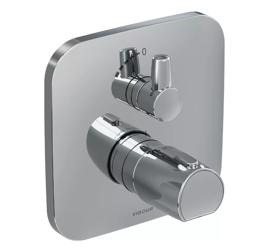 VIGOUR Farbset Thermostat derby für VUPK mit Mengenregulierung verchromt | DEFTM