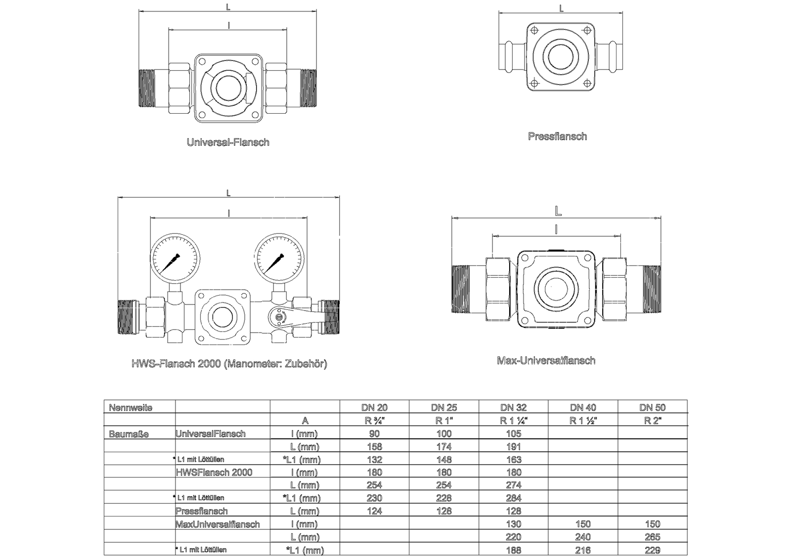 Syr-Drufi Universal-Flansch  1" | DRUFIUF25