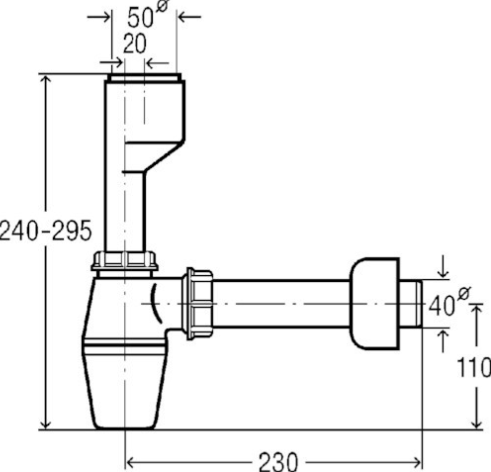Viega Tassensiphon f.Urinal Ausgussbecken DN 50 x 40, aus Kunststoff | 112271
