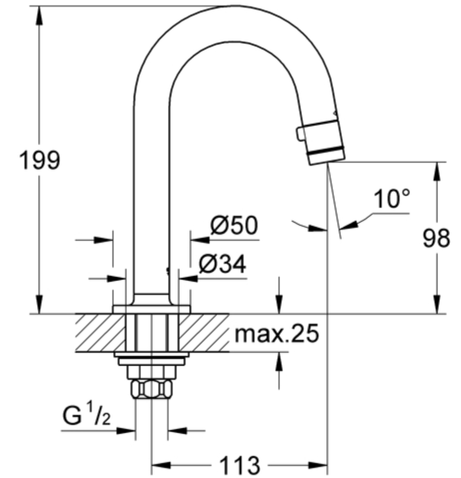Grohe Standventil 1/2" kalt m.Start-/Stopp-Funktion verchromt | 20201000