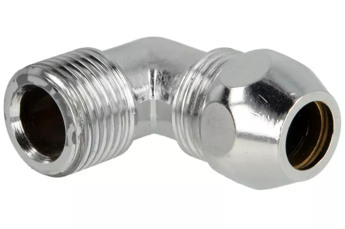 Winkel-Quetschverschraubung einseitig QV 1/2 AG x 12 mm QV, verchromt