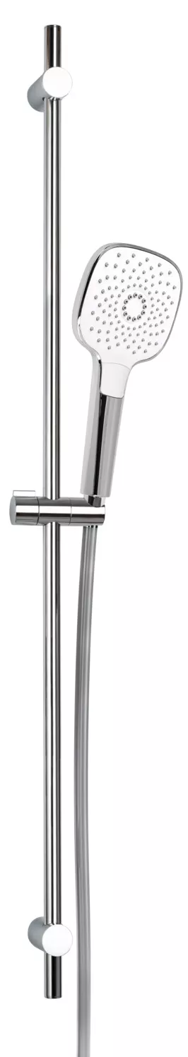 VIGOUR Brausegarnitur indiv. 2.2 m. Stange 90 cm kürzb.Schlauch u.Handbrause 3-fach softedge verchr.