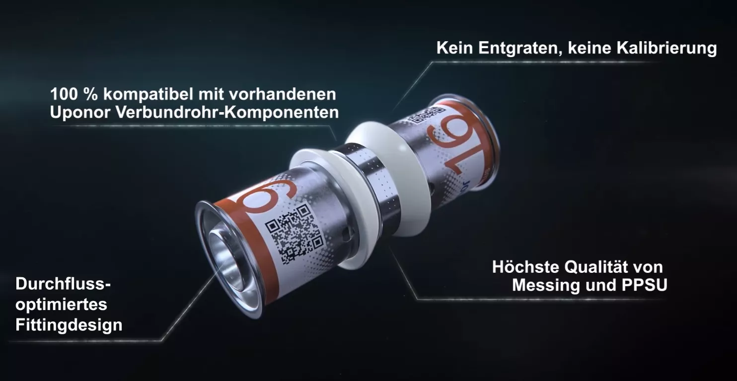 Uponor Unipipe MLC S Press Plus Pressfittings, Übergang, Fittings, Winkel PPSU NEU
