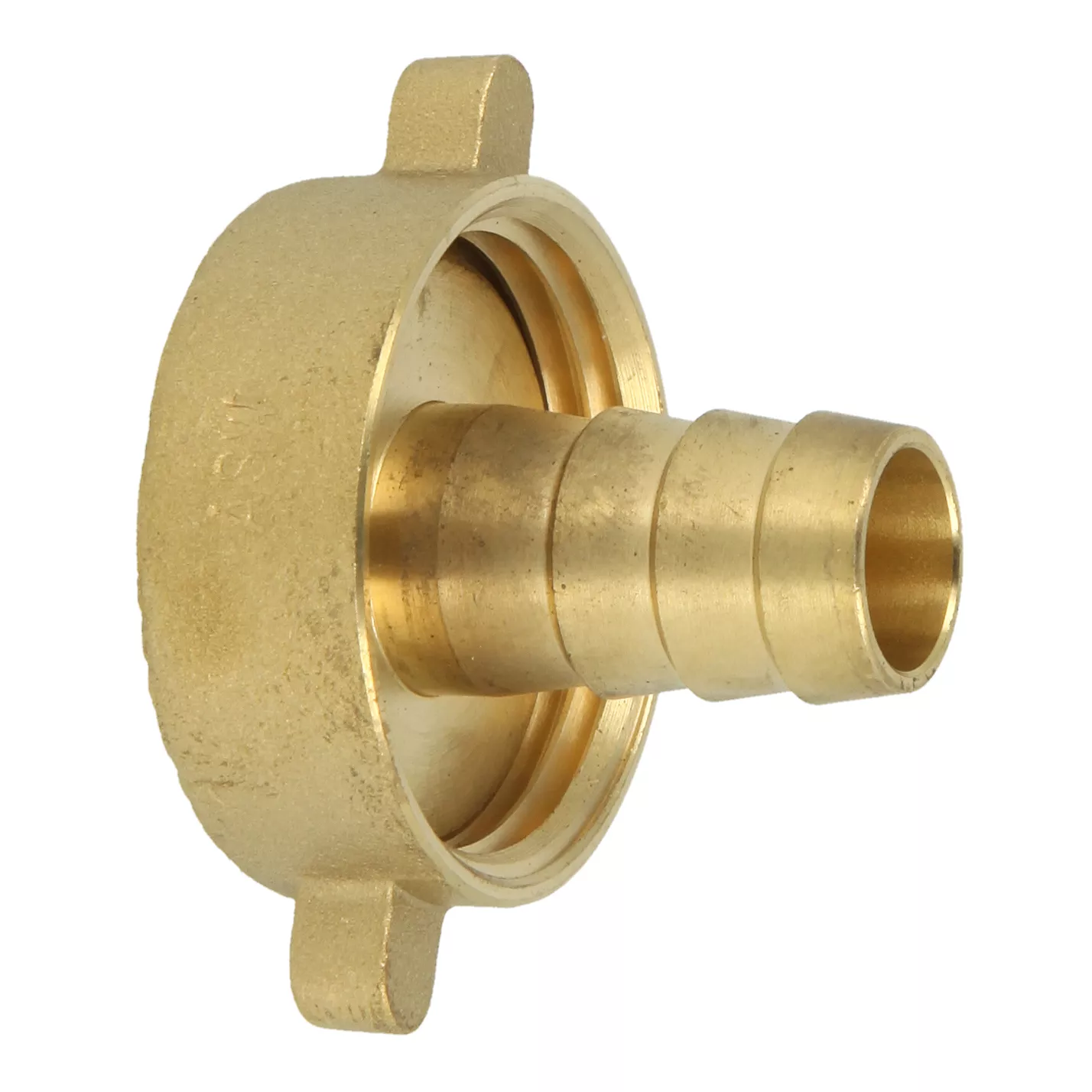 Messing Schlauchverschraubung 2-teilig flachdichtend mit Innengewinde 1" IG x 1/2" Schlauchtülle