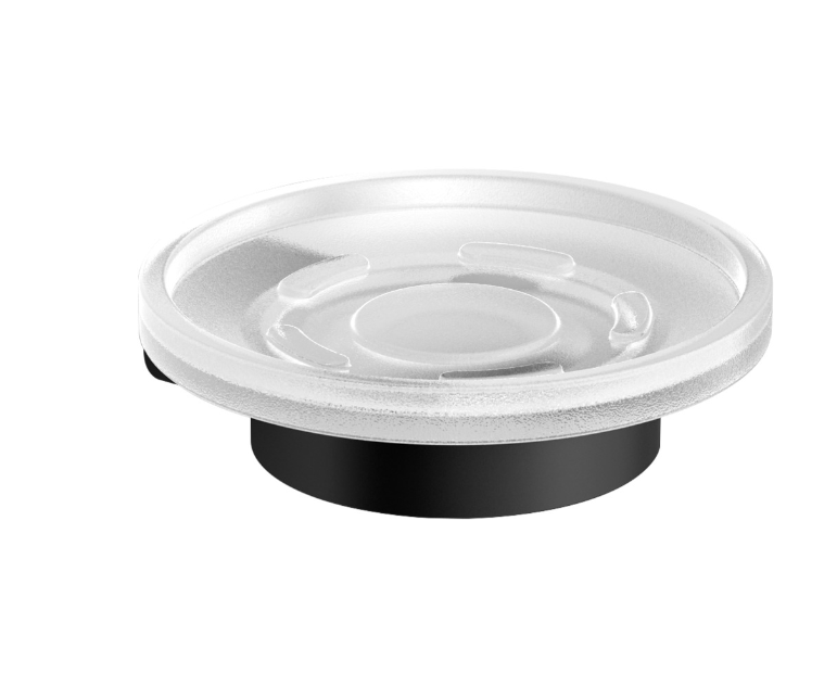VIGOUR Seifenhalter white mit sat. Seifenschale rund schwarz matt | WHSHSM