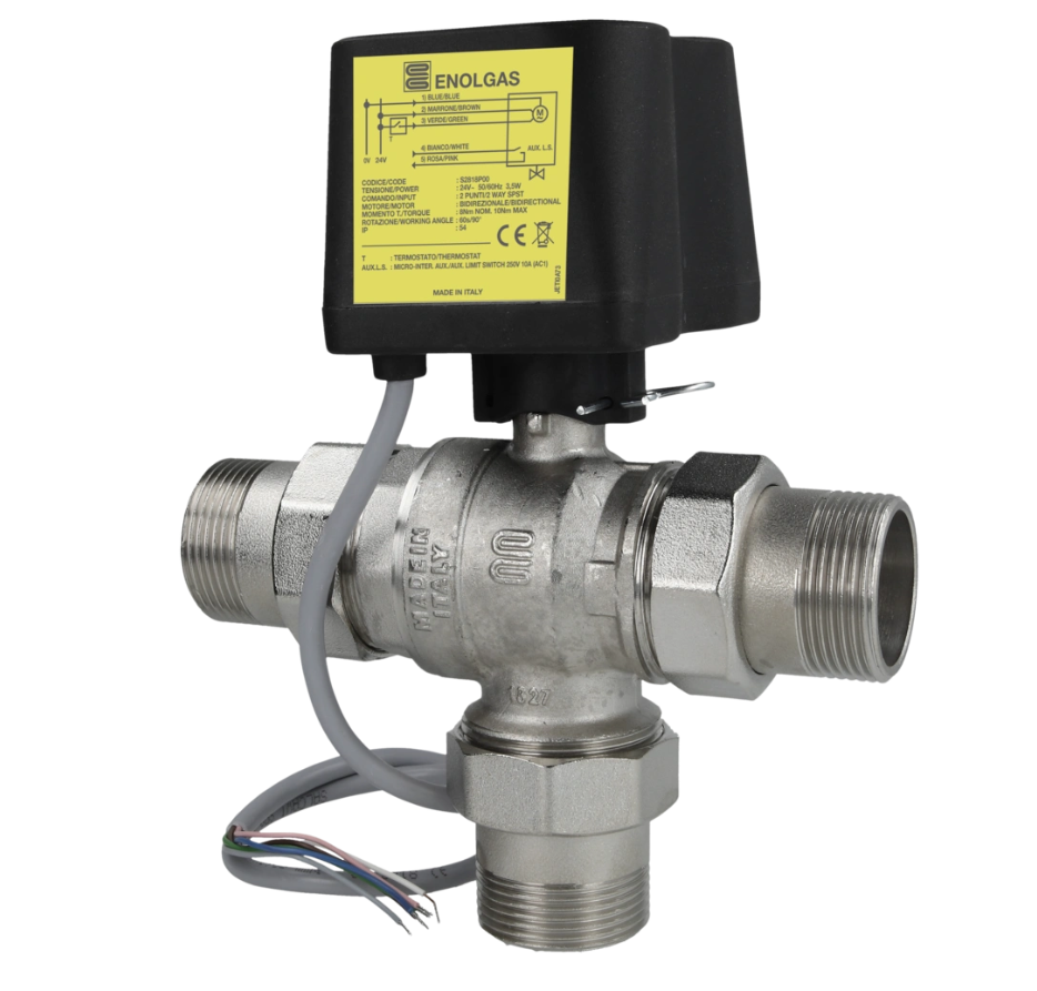 Motor-Kugelhahn, DN 20-3/4", 24 V 3,5VA 10 Nm, 90°/60 sec, AGxAGxAG, L-Bohrung