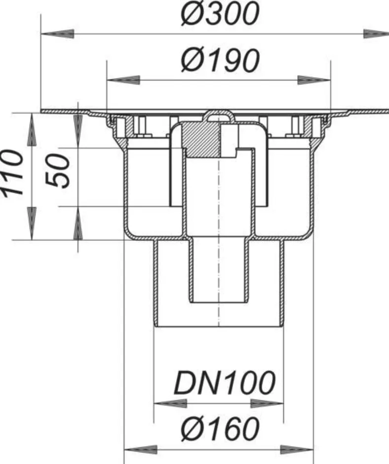 Dallmer Ablaufgehaeuse 61 HT Nennweite DN 100 Ablauf senkrecht | 611062