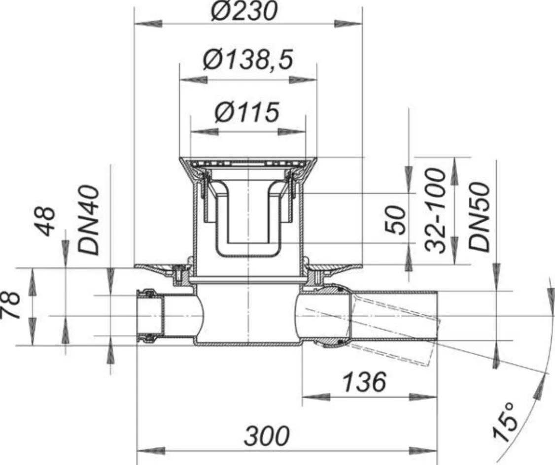 DALLMER Bodenablauf 32 ERP 12, DN 50, d: 115 mm | 420329